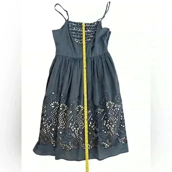Anthropologie Burlapp Eyeleted Islands Silk Blend Dress Sleeveless Size 4 - Picture 6 of 7
